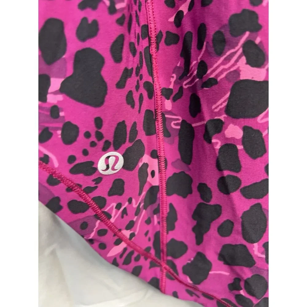Lululemon Sculpt‎ Tank Women's 4 Black/ Fuchsia Leopard Tank Shirt